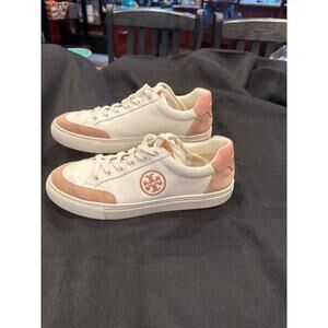 Tory Burch White and Pink Sneakers